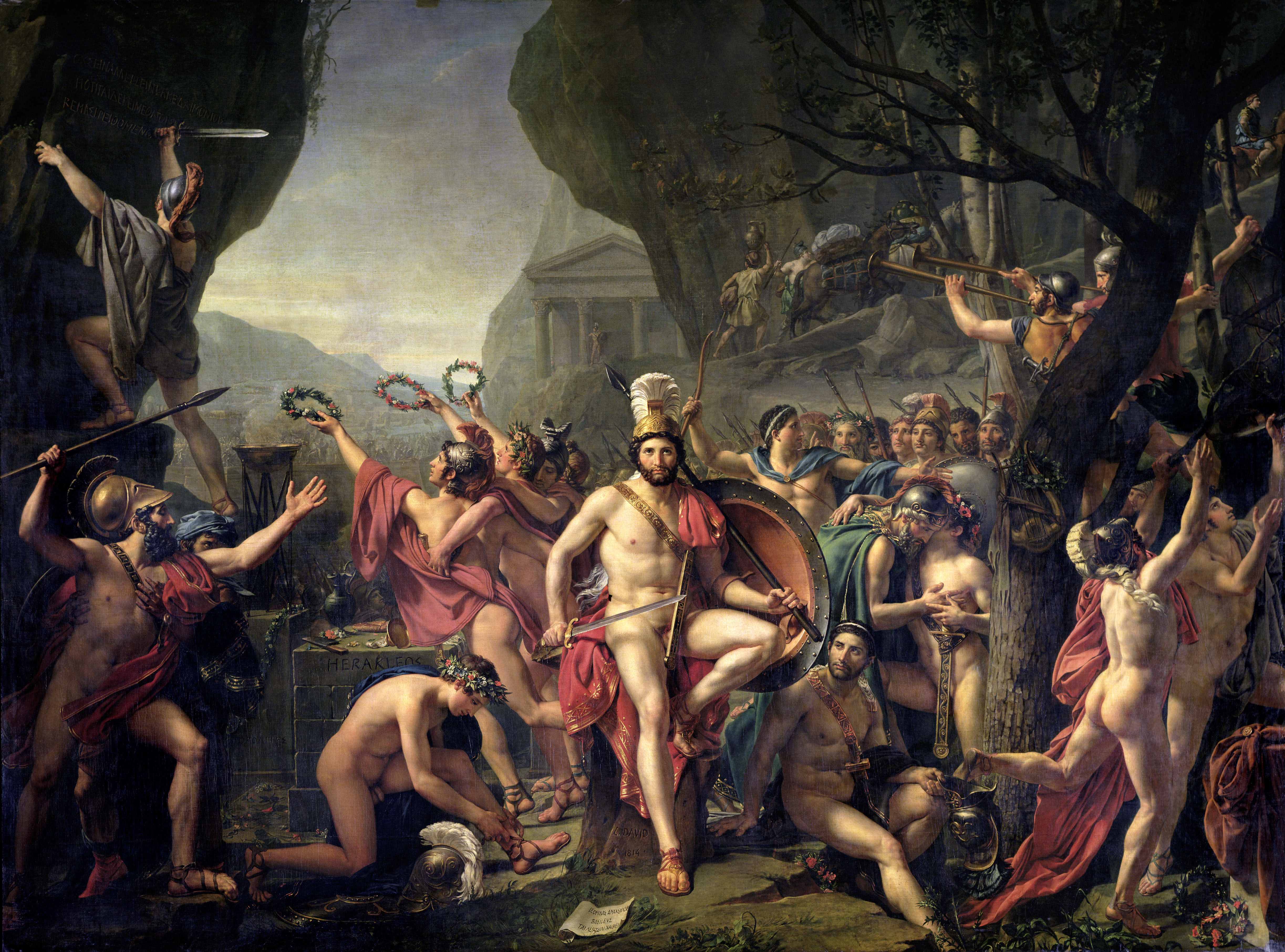 ÓLeo de Jacques Louis David. Leónidas en las Termópilas