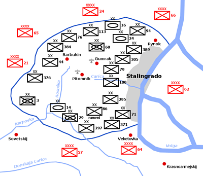 Mapa del cerco de Stalingrado