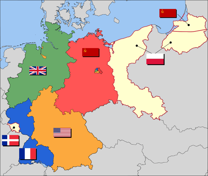 Mapa del reparto de Alemania despuÃ©s de la Segunda Guerra Mundial